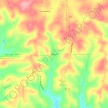 Duckrun topographic map, elevation, terrain