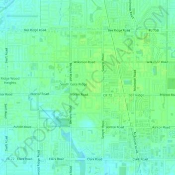 Sunnyland topographic map, elevation, terrain