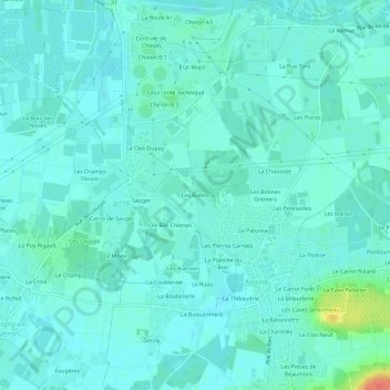 Les Buttes topographic map, elevation, terrain