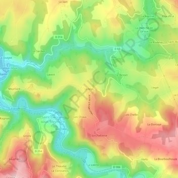 Le Mas topographic map, elevation, terrain