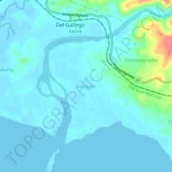 San Juan topographic map, elevation, terrain