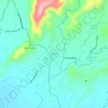 Pollo topographic map, elevation, terrain