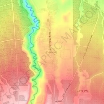 Damilag topographic map, elevation, terrain
