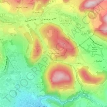 La Gratonnière topographic map, elevation, terrain