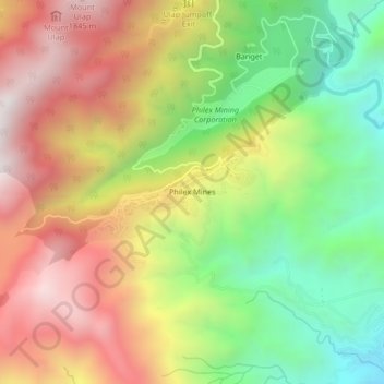 Philex Mines topographic map, elevation, terrain