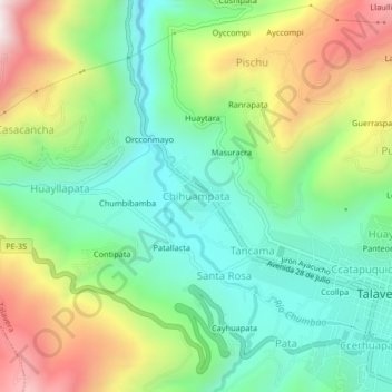 Chihuampata topographic map, elevation, terrain