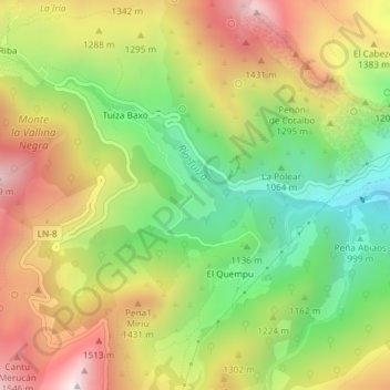 La Visuela topographic map, elevation, terrain