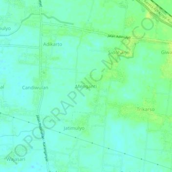 Menganti topographic map, elevation, terrain