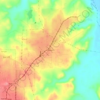 Phillips topographic map, elevation, terrain