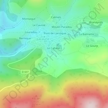 Le Saut topographic map, elevation, terrain
