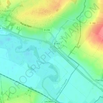 Crot Millon topographic map, elevation, terrain