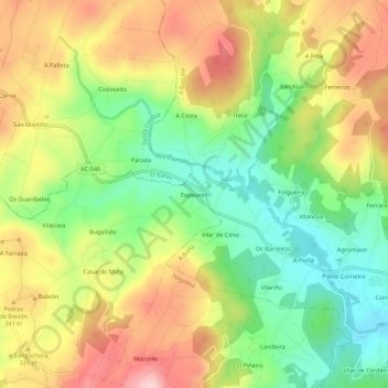 Espesedo topographic map, elevation, terrain