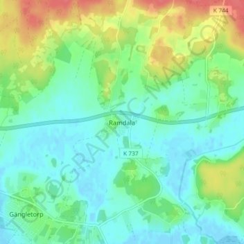 Ramdala topographic map, elevation, terrain