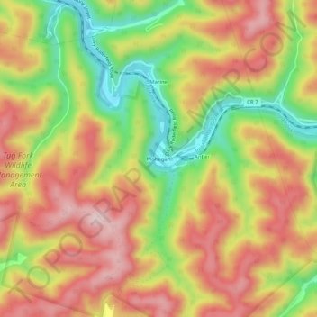 Mohegan topographic map, elevation, terrain