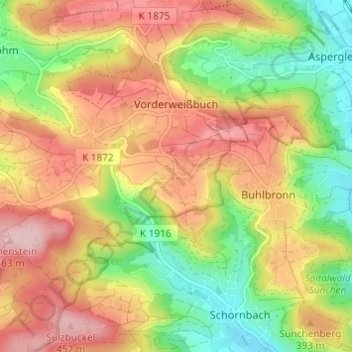 Streich topographic map, elevation, terrain