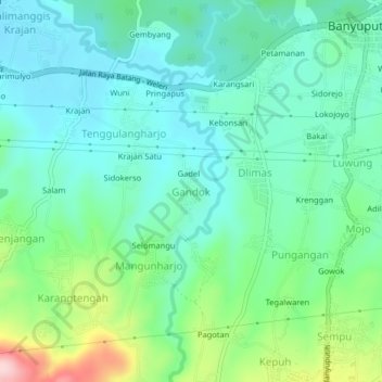 Gandok topographic map, elevation, terrain