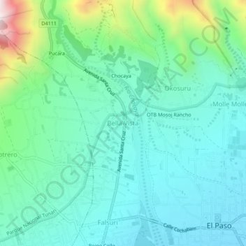 Bella Vista topographic map, elevation, terrain