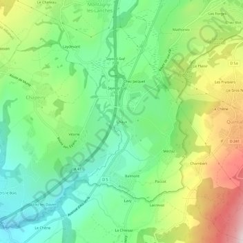Chaux topographic map, elevation, terrain