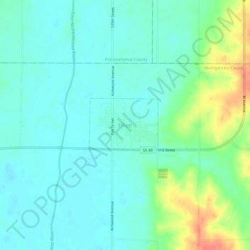 Elliott topographic map, elevation, terrain