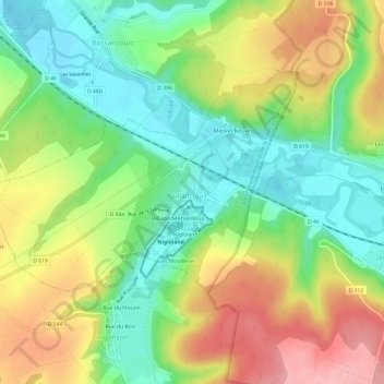 Le Village topographic map, elevation, terrain
