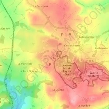 Le Puy du Fou topographic map, elevation, terrain