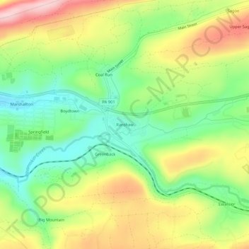 Ranshaw topographic map, elevation, terrain
