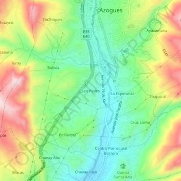 San Pedro topographic map, elevation, terrain