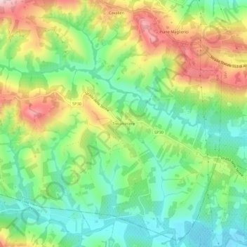 Treciminiere topographic map, elevation, terrain
