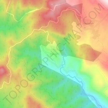 Tilkiler topographic map, elevation, terrain