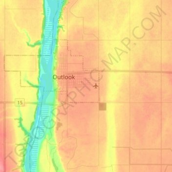 Outlook topographic map, elevation, terrain