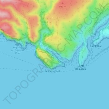 Calanque d'En-Vau topographic map, elevation, terrain