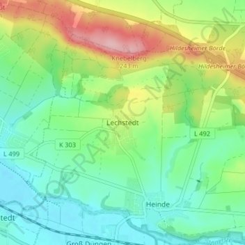 Lechstedt topographic map, elevation, terrain