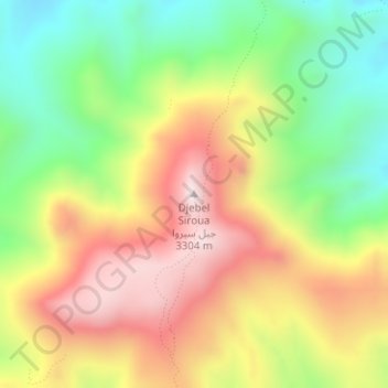 Djebel Siroua topographic map, elevation, terrain