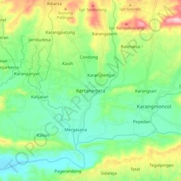 Kertanegara topographic map, elevation, terrain
