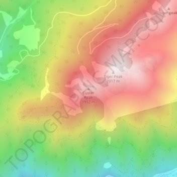 Custer Peak topographic map, elevation, terrain