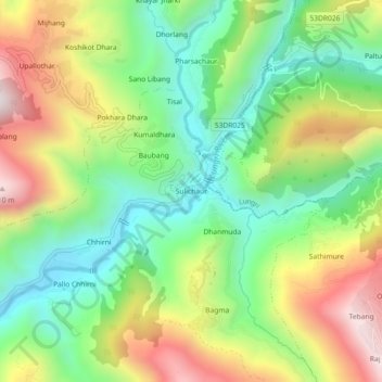 Sulichaur topographic map, elevation, terrain