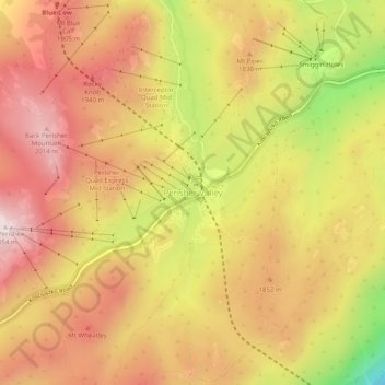 Perisher Valley topographic map, elevation, terrain