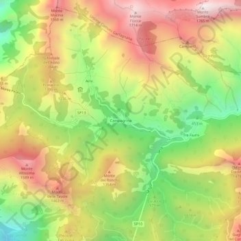 Campagrina topographic map, elevation, terrain