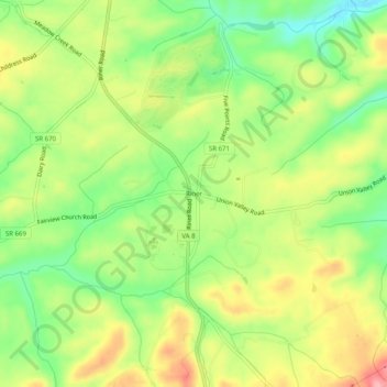 Riner topographic map, elevation, terrain