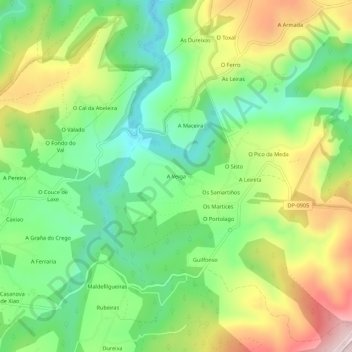 A Veiga topographic map, elevation, terrain
