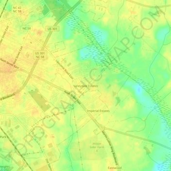 Valleydale Estates topographic map, elevation, terrain