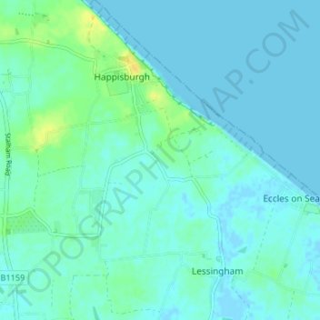 Whimpwell Green topographic map, elevation, terrain