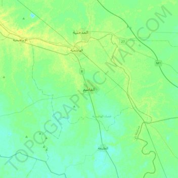 Al-Qassim topographic map, elevation, terrain