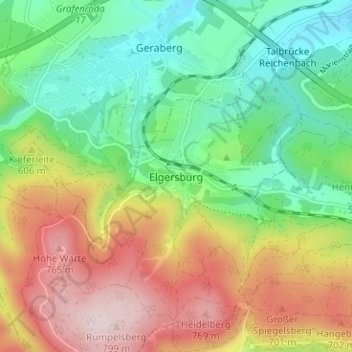 Elgersburg topographic map, elevation, terrain