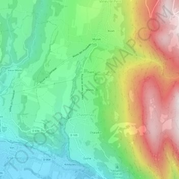 Vovray topographic map, elevation, terrain