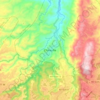 Chinautla topographic map, elevation, terrain