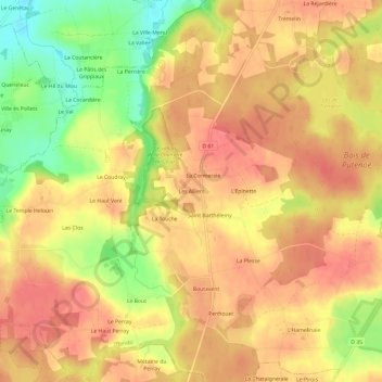 Les Alliers topographic map, elevation, terrain
