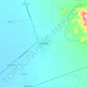 Palo Alto topographic map, elevation, terrain