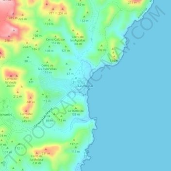 Las Negras topographic map, elevation, terrain