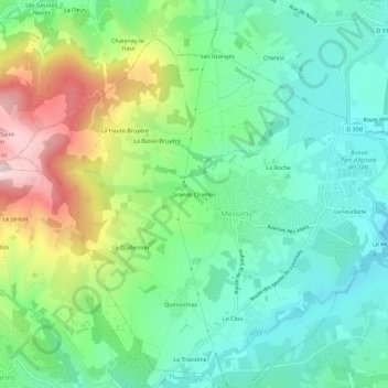 Grands Champs topographic map, elevation, terrain